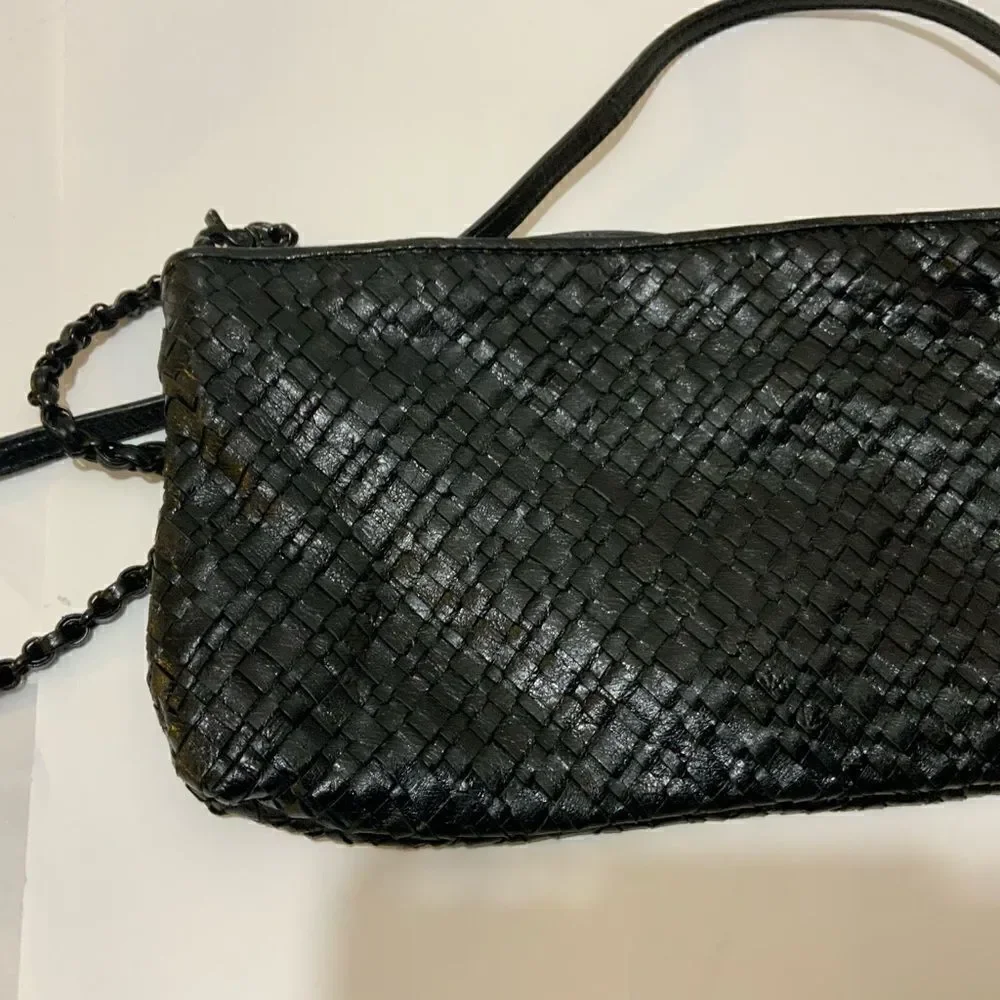 Elliot Lucca Braided Leather Small Shoulder Bag Purse